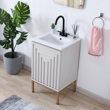 Rowan Geometric Modern Transitional 2-Shelf Bath Vanity Cabinet Only (Sink Basin Not Included)